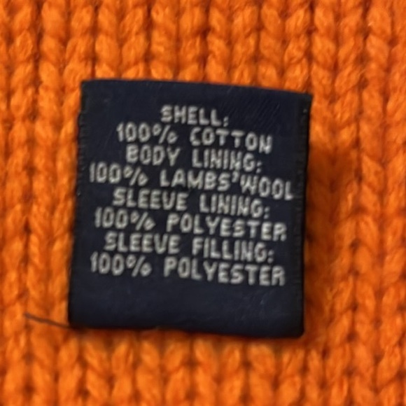 Vintage GAP Denim Jacket Orange Lambs’Wool Lining with White Snowflake Size L - Picture 9 of 11